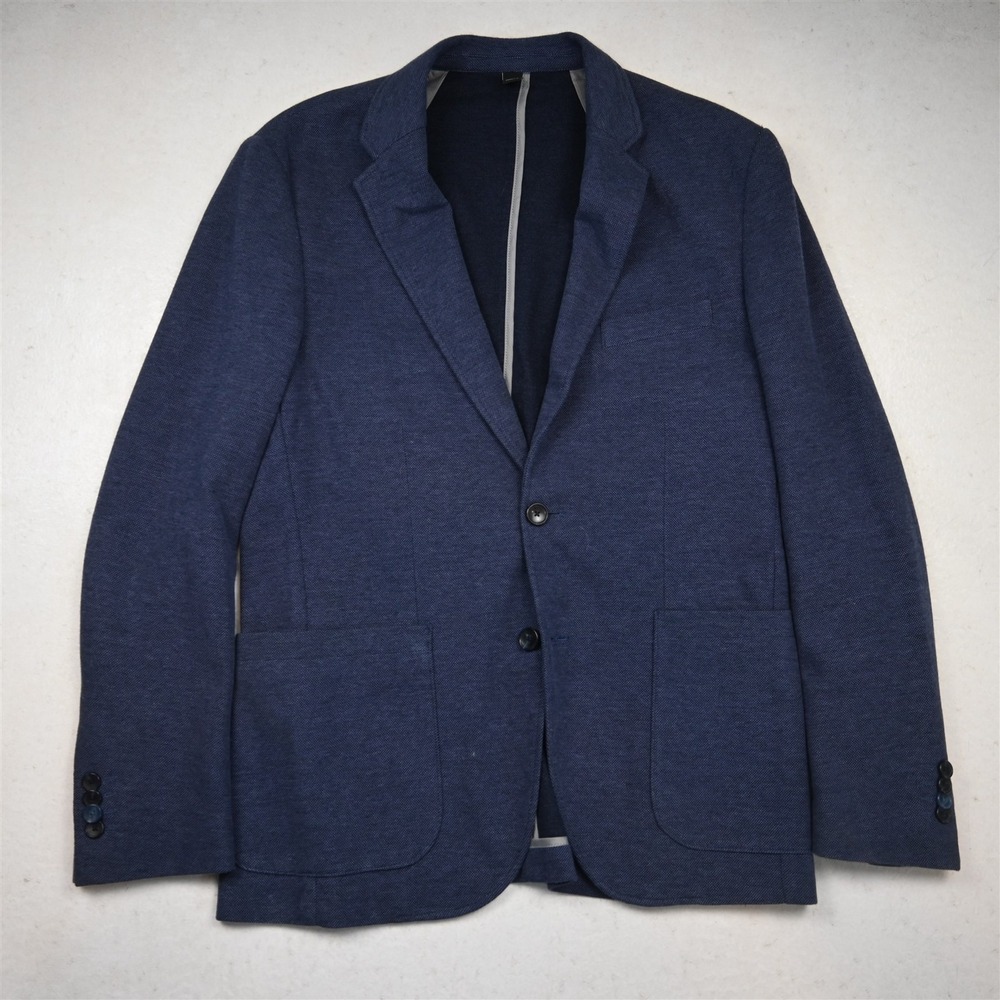 Michael Strahan SR Blue Modern Unstructured Cotton Blazer Suit Jacket Sport Coat